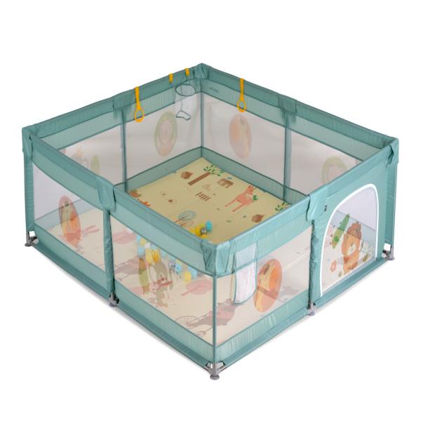 GameZone járóka szőnyeggel és 60 db labdával, 120x120 cm - menta
