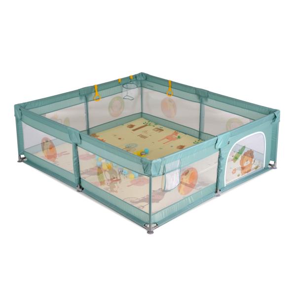 GameZone járóka szőnyeggel és 60 db labdával, 150x200 - menta