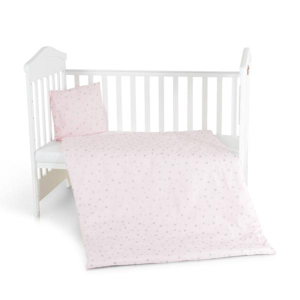 Nook 3 részes bébi ágynemű huzat garnitúra PINK CSILLAG