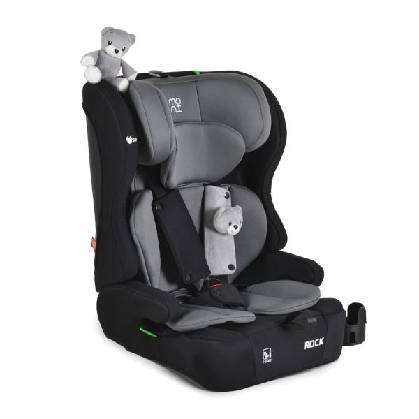 ROCK autós ülés 76-150cm, 2játékkal, pohártartó, belső öv, isofix nélkül SZÜRKE