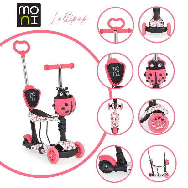 Moni Lollipop roller üléssel, piros katicás