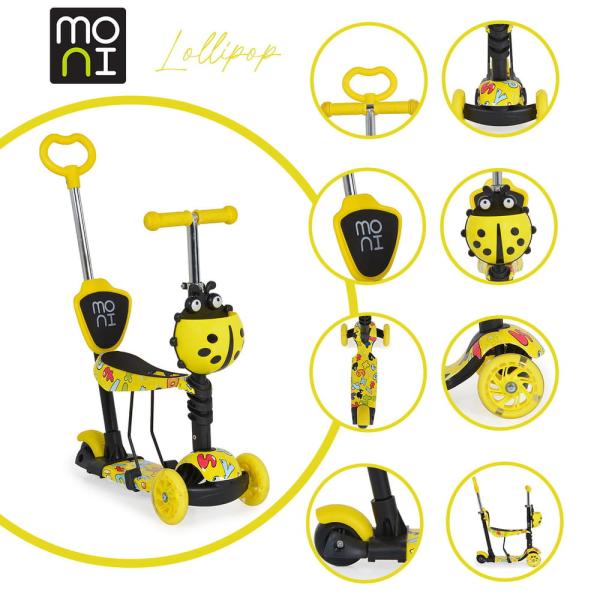 Moni Lollipop roller üléssel, sárga katicás
