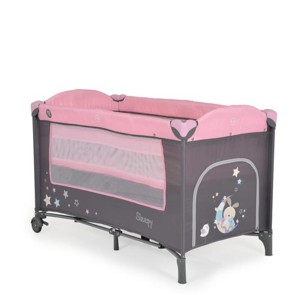 MONI Sleepy összecsukható luxus utazóágy 2 szint+pelenkázó+ játék pink