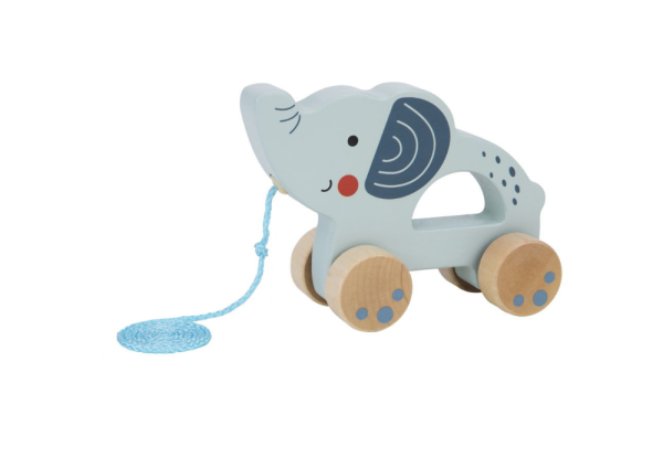 Tooky Toy fa húzható elefánt, pasztell szín