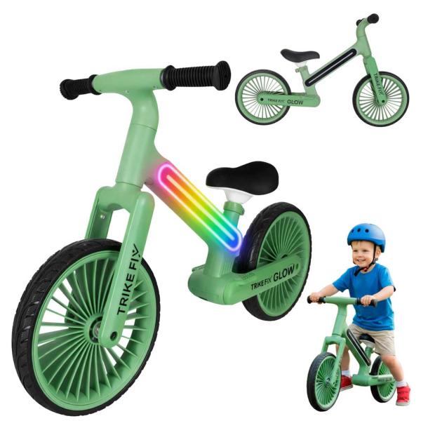 Trike Fix Glow futóbicikli LED világítással, zöld